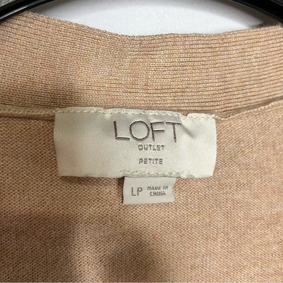 Loft outlet oatmeal/tan cardigan size large petite - Picture 2 of 5